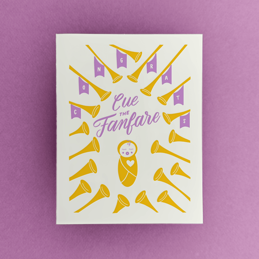 Fanfare Trumpets | New Baby Letterpress Card