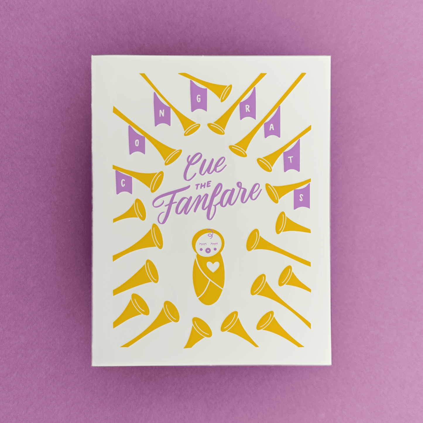Fanfare Trumpets | New Baby Letterpress Card