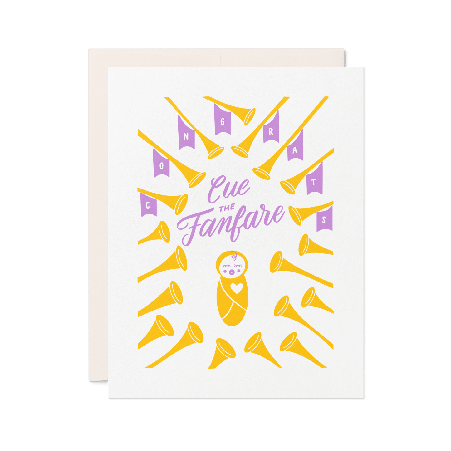 Fanfare Trumpets | New Baby Letterpress Card