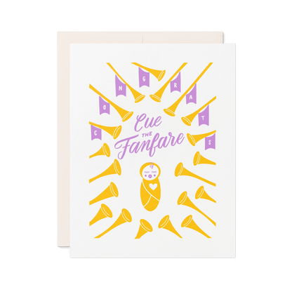 Fanfare Trumpets | New Baby Letterpress Card