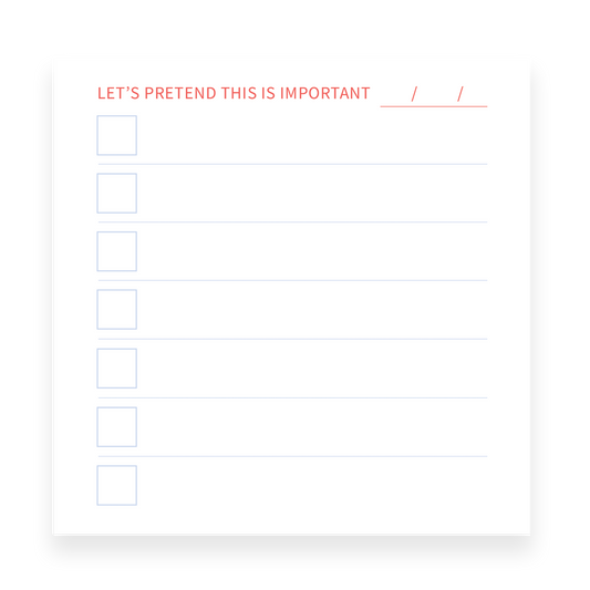 Square sticky note pad with the red header 'Not a Priority But I Think About It Constantly' and an open dotted grid below.