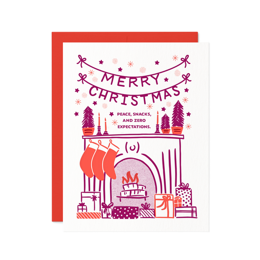 Zero Expectations | Merry Christmas Garland Letterpress Card
