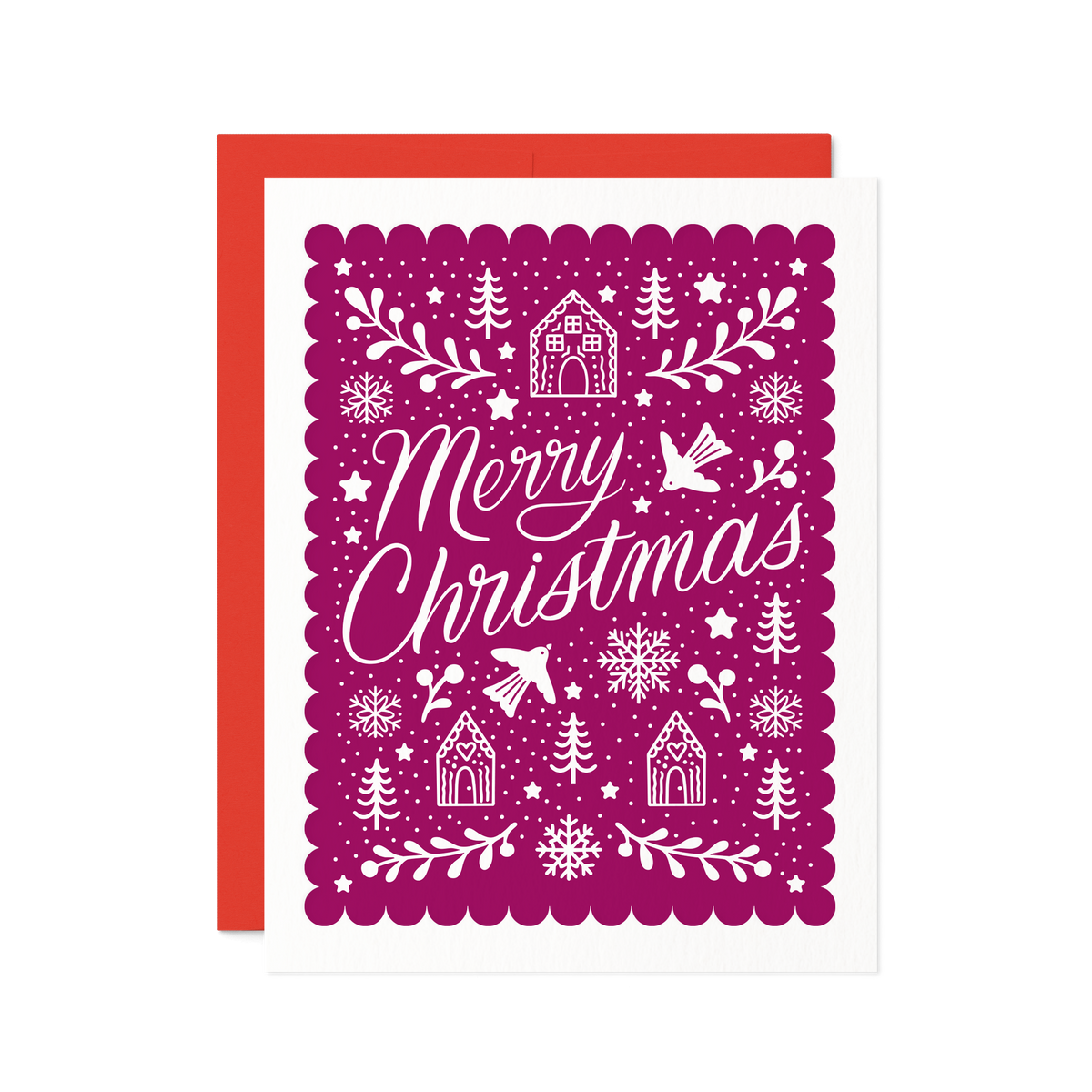Merry Christmas Folk Art | Letterpress Holiday Card