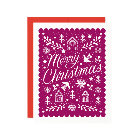 Merry Christmas Folk Art | Letterpress Holiday Card